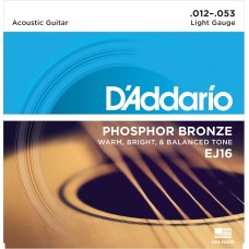 DADDARIO EJ16 AKUSTİK GİTAR TEL SETİ, 12-53, PHOSPHOR BRONZE, LIGHT DADDARIO EJ16 AKUSTİK GİTAR TEL SETİ, 12-53, PHOSPHOR BRONZE, LIGHT